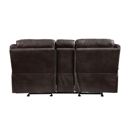 Homelegance Aram Dark Brown Glider Reclining Loveseat with Center Console 8206BRW-2