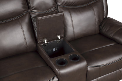Homelegance Aram Dark Brown Glider Reclining Loveseat with Center Console 8206BRW-2