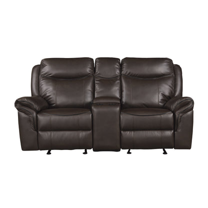 Homelegance Aram Dark Brown Glider Reclining Loveseat with Center Console 8206BRW-2