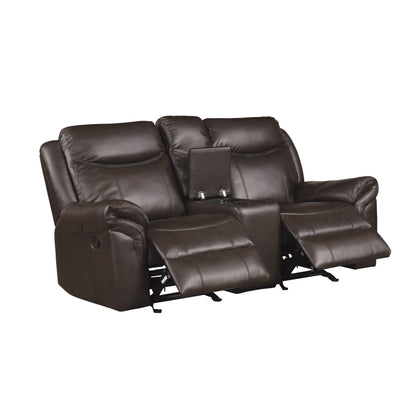 Homelegance Aram Dark Brown Glider Reclining Loveseat with Center Console 8206BRW-2