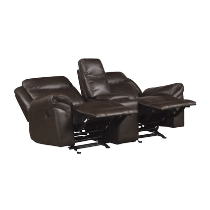 Homelegance Aram Dark Brown Glider Reclining Loveseat with Center Console 8206BRW-2