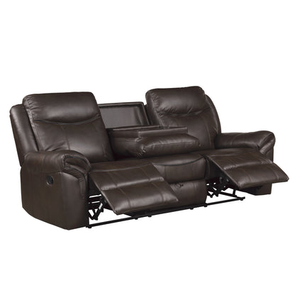 Homelegance Aram Dark Brown Faux Leather Double Reclining Sectional Sofa 8206BRW-3