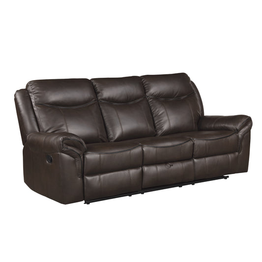 Homelegance Aram Dark Brown Faux Leather Double Reclining Sectional Sofa 8206BRW-3