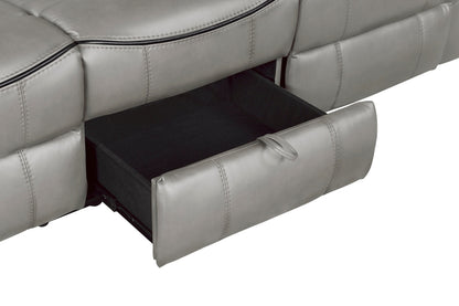 Homelegance Aram Gray Faux Leather Double Reclining Sectional Sofa 8206GRY-3
