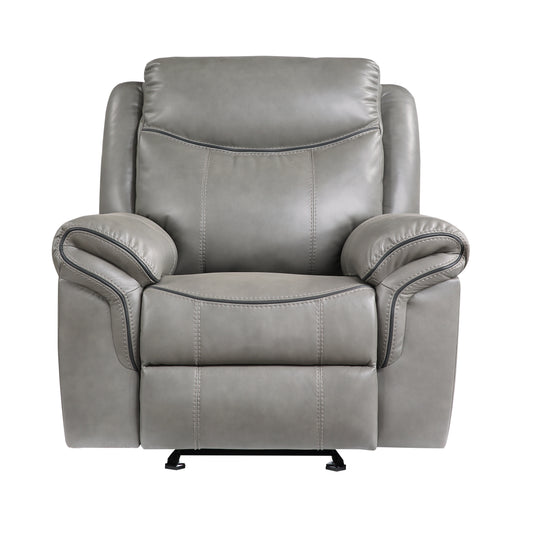 Homelegance Aram Glider Recliner Chair in Gray Faux Leather 8206GRY-1