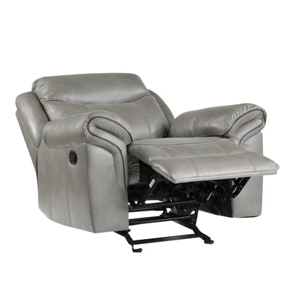 Homelegance Aram Glider Recliner Chair in Gray Faux Leather 8206GRY-1