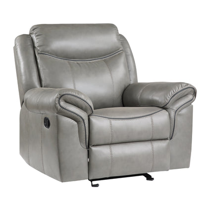 Homelegance Aram Glider Recliner Chair in Gray Faux Leather 8206GRY-1