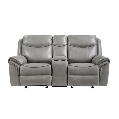 Homelegance Aram Glider Reclining Loveseat in Gray 8206GRY-2