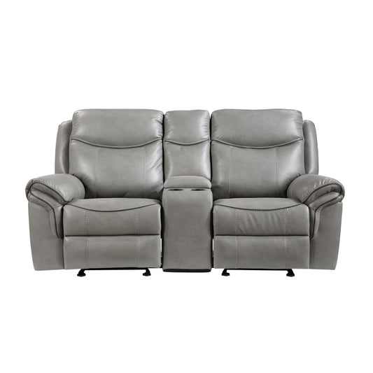 Homelegance Aram Glider Reclining Loveseat in Gray 8206GRY-2