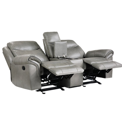 Homelegance Aram Glider Reclining Loveseat in Gray 8206GRY-2