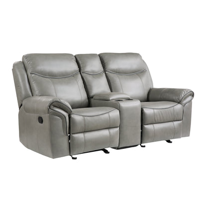 Homelegance Aram Glider Reclining Loveseat in Gray 8206GRY-2