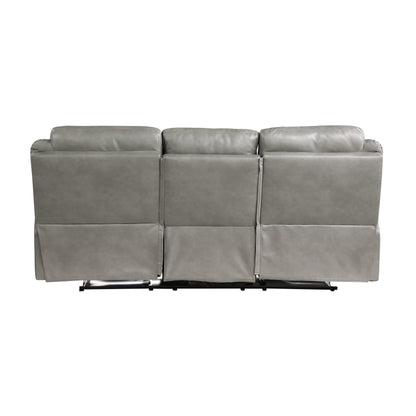 Homelegance Aram Gray Faux Leather Double Reclining Sectional Sofa 8206GRY-3