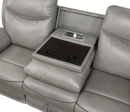 Homelegance Aram Gray Faux Leather Double Reclining Sectional Sofa 8206GRY-3