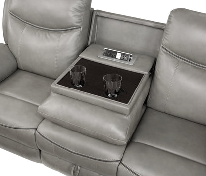 Homelegance Aram Gray Faux Leather Double Reclining Sectional Sofa 8206GRY-3