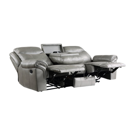 Homelegance Aram Gray Faux Leather Double Reclining Sectional Sofa 8206GRY-3