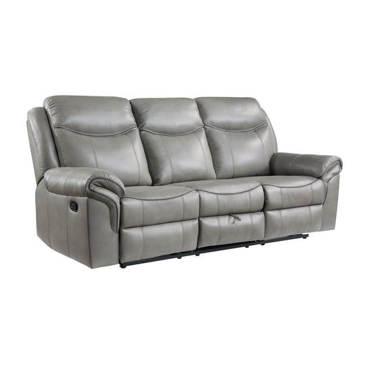 Homelegance Aram Gray Faux Leather Double Reclining Sectional Sofa 8206GRY-3