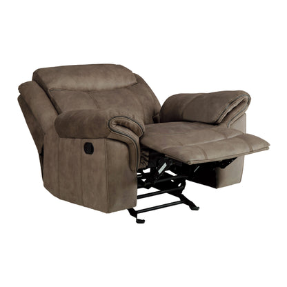 Homelegance Aram Recliner Glider Chair in Brown Polished Microfiber 8206NF-1