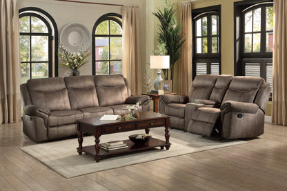 Homelegance Aram Brown Glider Reclining Loveseat with Center Console 8206NF-2