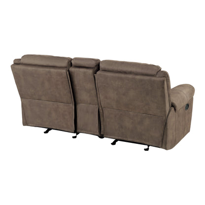 Homelegance Aram Brown Glider Reclining Loveseat with Center Console 8206NF-2