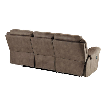 Homelegance Aram Brown Microfiber Double Reclining Sectional Sofa 8206NF-3