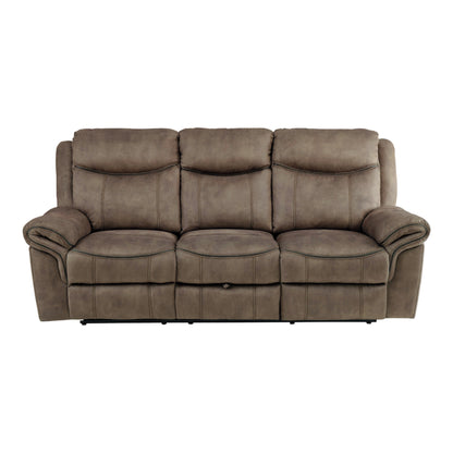 Homelegance Aram Brown Microfiber Double Reclining Sectional Sofa 8206NF-3