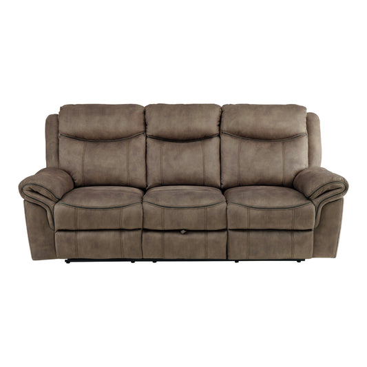 Homelegance Aram Brown Microfiber Double Reclining Sectional Sofa 8206NF-3