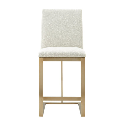 Modrest Frankie Modern Off-White Fabric Antique Brass Counter Chair
