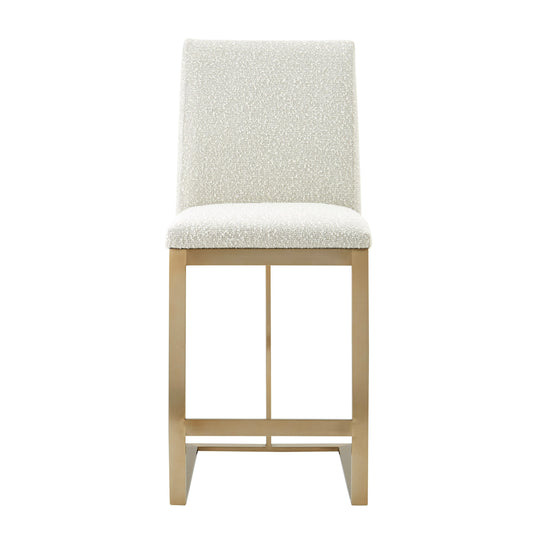 Modrest Frankie Modern Off-White Fabric Antique Brass Counter Chair