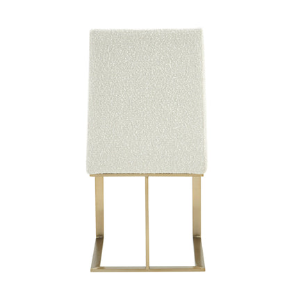 Modrest Frankie Modern Off-White Fabric Antique Brass Dining Chair