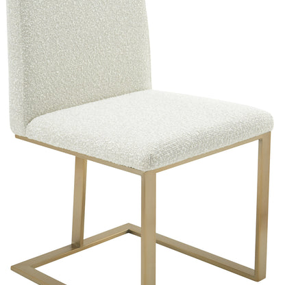 Modrest Frankie Modern Off-White Fabric Antique Brass Dining Chair
