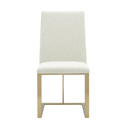 Modrest Frankie Modern Off-White Fabric Antique Brass Dining Chair