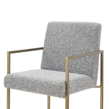 Modrest Suzanne Modern Grey Fabric Antique Brass Dining Chair