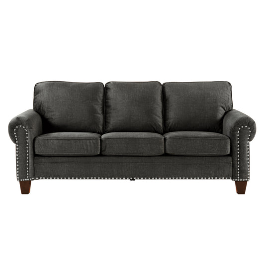 Homelegance Cornelia Dark Gray Sofa with Nailhead Trim 8216DG-3