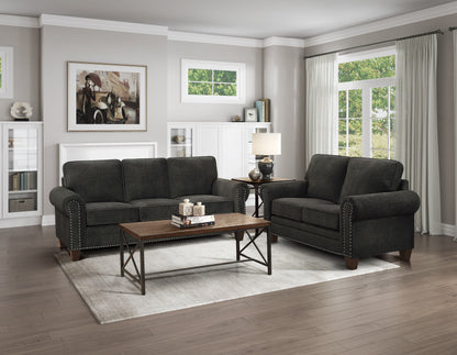 Homelegance Cornelia Dark Gray Sofa with Nailhead Trim 8216DG-3