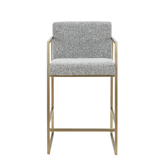 Modrest Suzanne Modern Grey Fabric Antique Brass Counter Chair