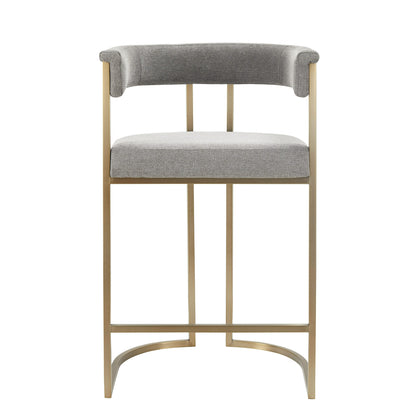 Modrest Byron Modern Grey Fabric Antique Brass Counter Chair