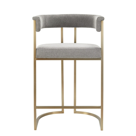 Modrest Byron Modern Grey Fabric Antique Brass Counter Chair