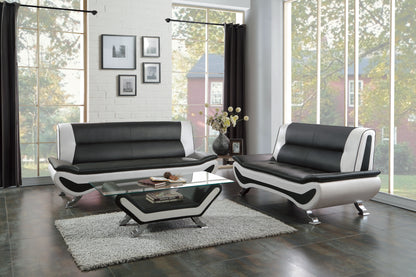 Homelegance Veloce Loveseat in Black and White Faux Leather 8219-2