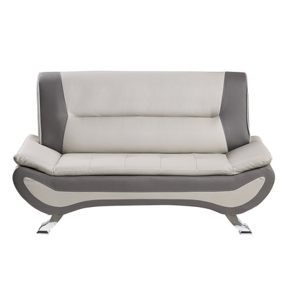 Homelegance Veloce Loveseat in Beige and Gray Faux Leather 8219BEG-2