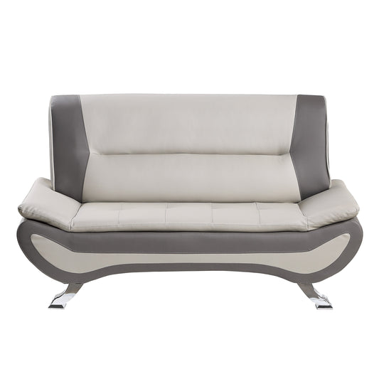 Homelegance Veloce Loveseat in Beige and Gray Faux Leather 8219BEG-2