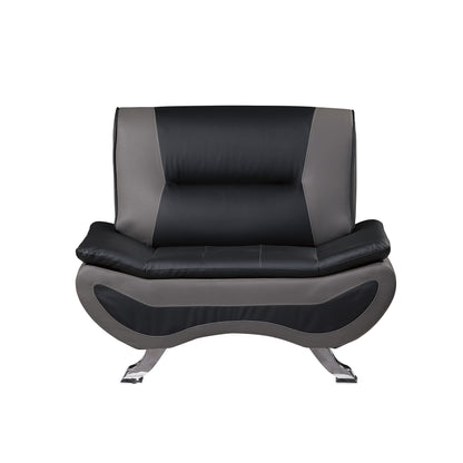 Homelegance Veloce Accent Chair in Black Faux Leather with Chrome Feet 8219BLK-1