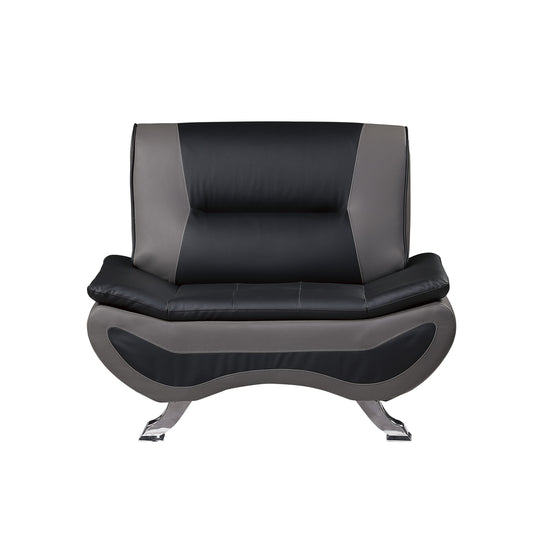 Homelegance Veloce Accent Chair in Black Faux Leather with Chrome Feet 8219BLK-1