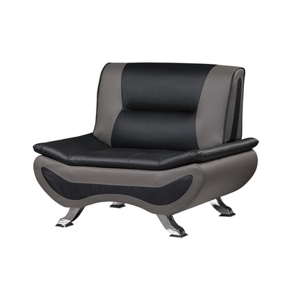 Homelegance Veloce Accent Chair in Black Faux Leather with Chrome Feet 8219BLK-1