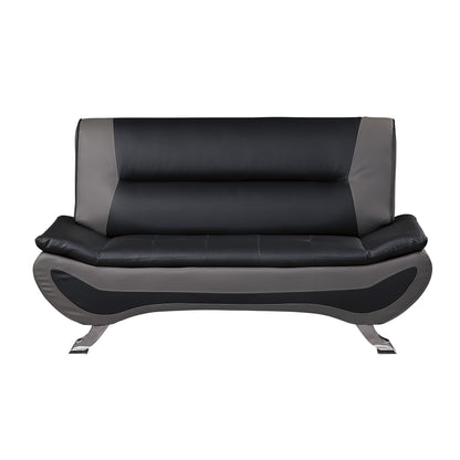 Homelegance Veloce Loveseat in Black Faux Leather 8219BLK-2