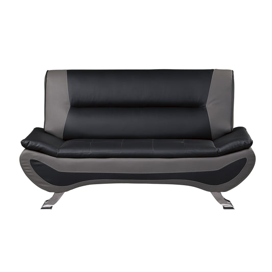 Homelegance Veloce Loveseat in Black Faux Leather 8219BLK-2
