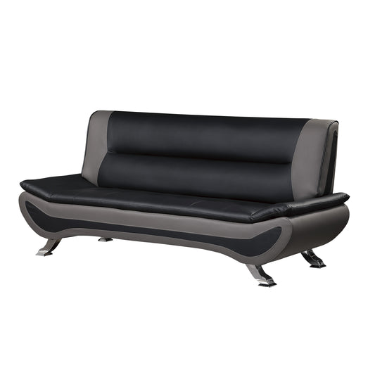 Homelegance Veloce Black Gray Faux Leather Sectional Sofa 8219BLK-3