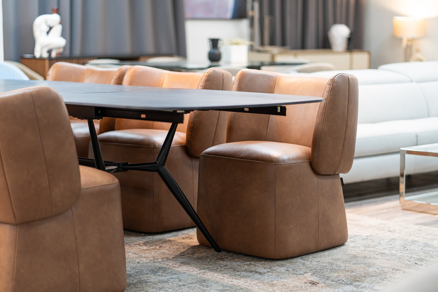 Modrest Standing Modern Brown Vegan Leather Dining Chair