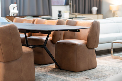 Modrest Standing Modern Brown Vegan Leather Dining Chair