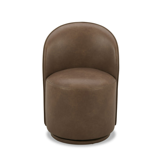 Modrest Correa Modern Brown Vegan Leather Swivel Dining Chair