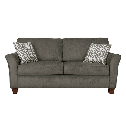 Homelegance Alain Loveseat in Brownish Gray Chenille with Dark Cherry Legs 8225-2